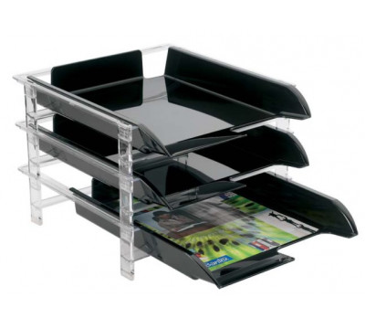 BANTEX Vision Letter Tray - 3 Tier - Black