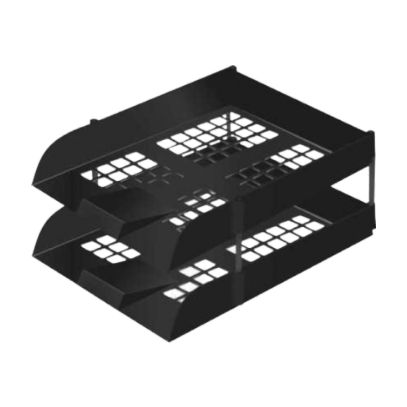 INTERSTAT Letter Tray Set Plus Risers - Black