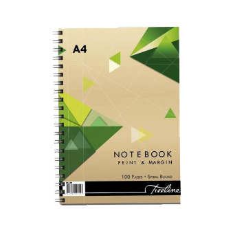 TREELINE Note Book A4 Side Bound Feint And Margin - 100 Pages
