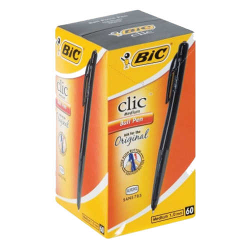 BIC Clic Medium Ballpoint Pens - Black (Box Of 60)