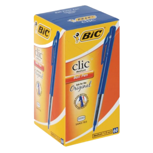 BIC Clic Medium Ballpoint Pens - Blue (Box Of 60)