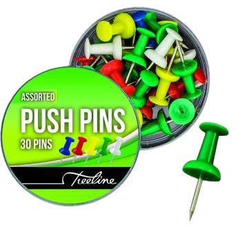 TREELINE Push Pins Barrel Shape Assorted 30s