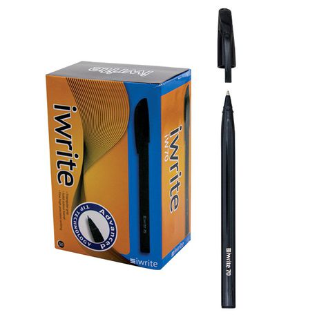IWRITE Tri-Grip Ballpoint Pen BLACK - Box 50s