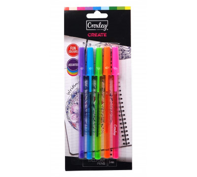 CROXLEY CREATE Ballpoint Pens Fun Colours - 5 Pack