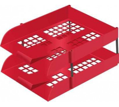 TREELINE Letter Tray Set Plus Risers - Red