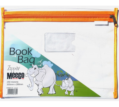 MEECO A4 Book Bag Clear PVC With Zip Orange