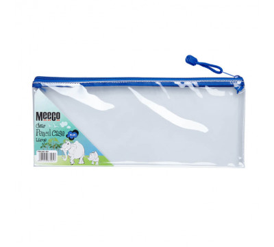 MEECO Pencil Bag Large Clear With Blue Zip