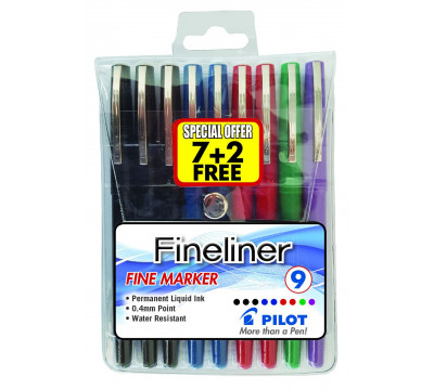 PILOT Fineliner Marker Pen Extra Fine Tip - Wallet Of 9