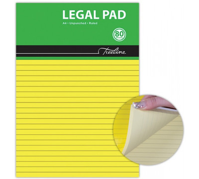 TREELINE A4 Legal Pad 80 Page - Yellow Bond Paper