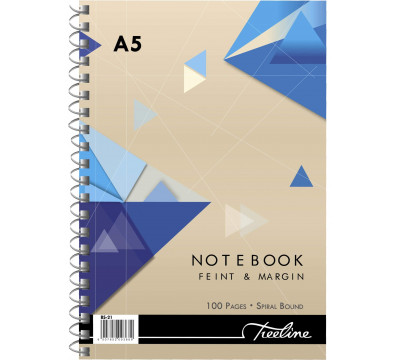 TREELINE Note Book A5 Side Bound Feint And Margin - 100 Pages