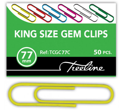 TREELINE Giant Paper Clips 77mm Coloured PVC Coated