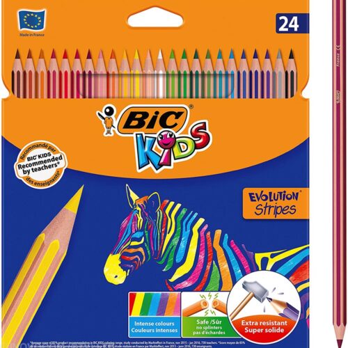BIC Kids Evolution Stripes Colouring Pencils Assorted 24's