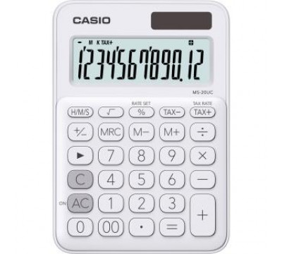 CASIO MS20UC 12-Digit Mini Calculator - White