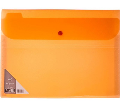 MEECO A4 Neon Expanding File Economy (6 Division) - Orange