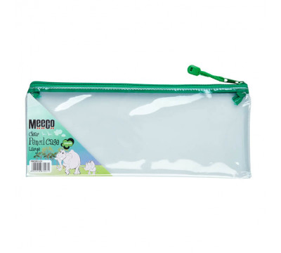 MEECO Pencil Bag Large Clear With Green Zip