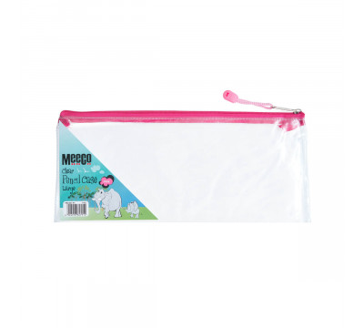 MEECO Pencil Bag Large Clear With Pink Zip