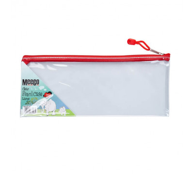 MEECO Pencil Bag Large Clear With Red Zip