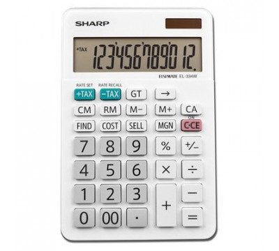 SHARP EL334FB Mini Desk Calculator 12 Digit