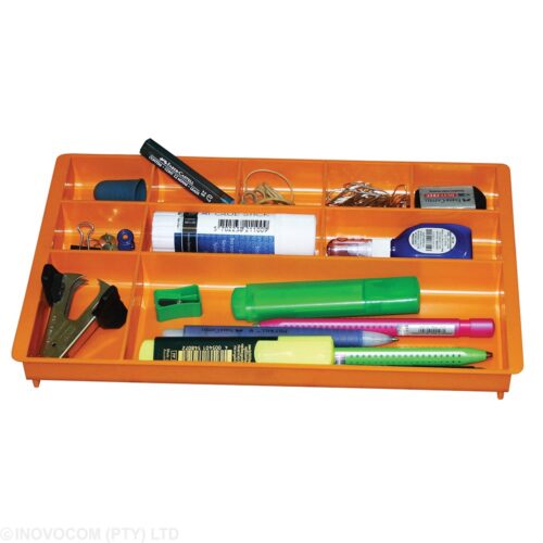 BANTEX Desk Drawer Organiser 10 Compartment 293 x 180mm Orange