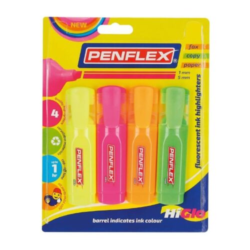 PENFLEX Higlo Highlighter Card 4's – Ass