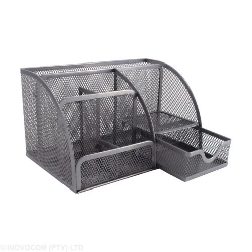 SDS Mesh Clip Pen and memo holder with drawer (M810) Silver