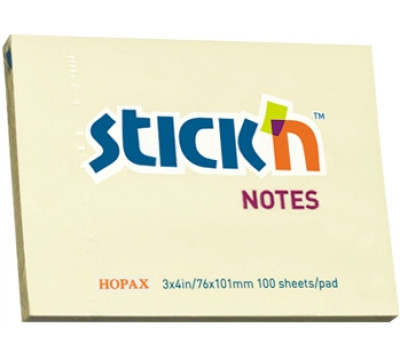 STICK'n NOTES Pastel 76 X 101mm Yellow (100SHEETS)