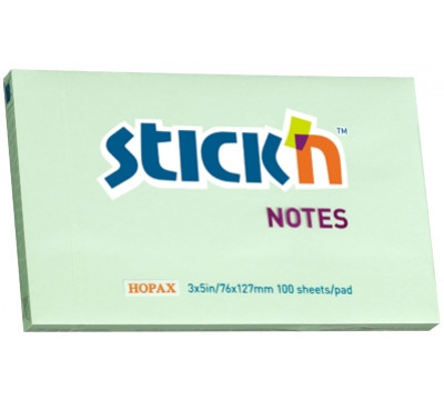 STICK'n NOTES Pastel 76 X 127mm Green (100SHEETS)