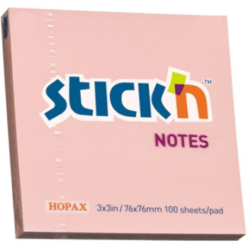 STICK'n NOTES Pastel 76x76mm Pink (100 Sheets)