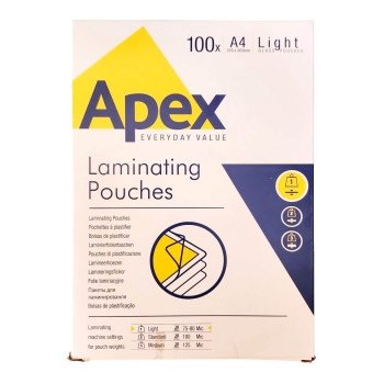 APEX A4 Laminating Pouches 150 Micron - 100 Pack