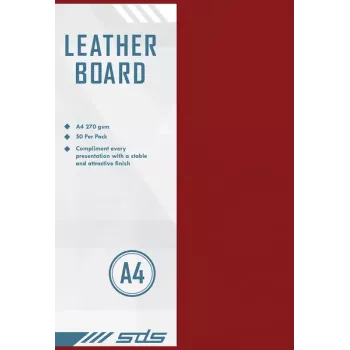 SDS A4 Binding Cover Leather Grain 270gsm Red - Pack of 50