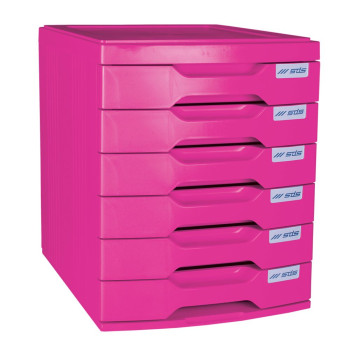SDS Desk Drawer Filing System 6 Drawers - Pink - Image 3