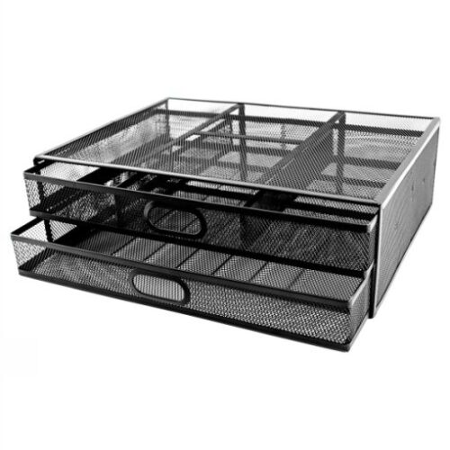 SDS M720 Monitor Stand with 2 Drawers Black