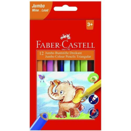 FABER CASTELL 12 Jumbo Triangular Colour Pencils