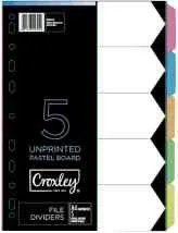 CROXLEY Board Rainbow Unprinted Index 5 Tab