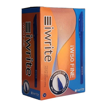 iWrite Tri-Grip Ballpoint Pen FINE BLUE - Box 50s