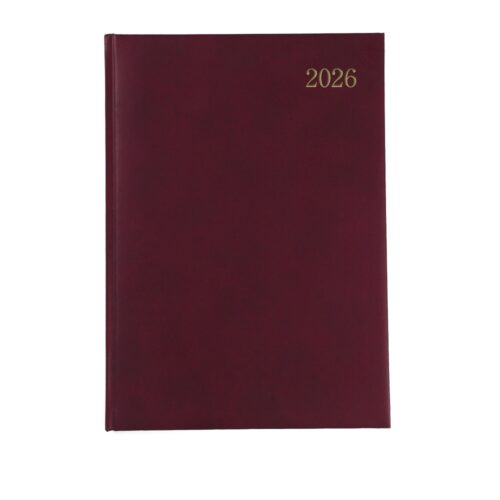A4 Diary Page A Day 2026 Burgandy