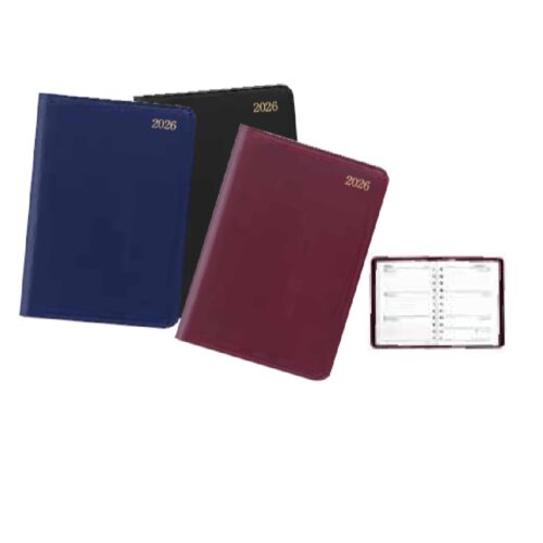 Pocket Week-to-View Diary Wiro 2026 Navy/Black&Maroon